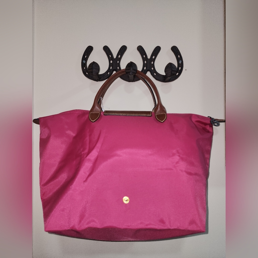 LongChamp Le Pliage Pink Brown Purse Bag Tote LC - Picture 11 of 12
